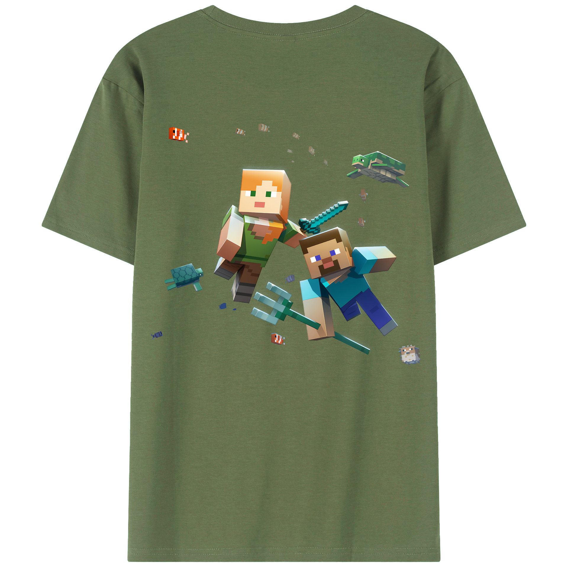 （画像用） マインクラフト ブロックの世界 Minecraft MC Block world 綿100％ メンズ半袖Tシャツ（バックプリント） 通気性